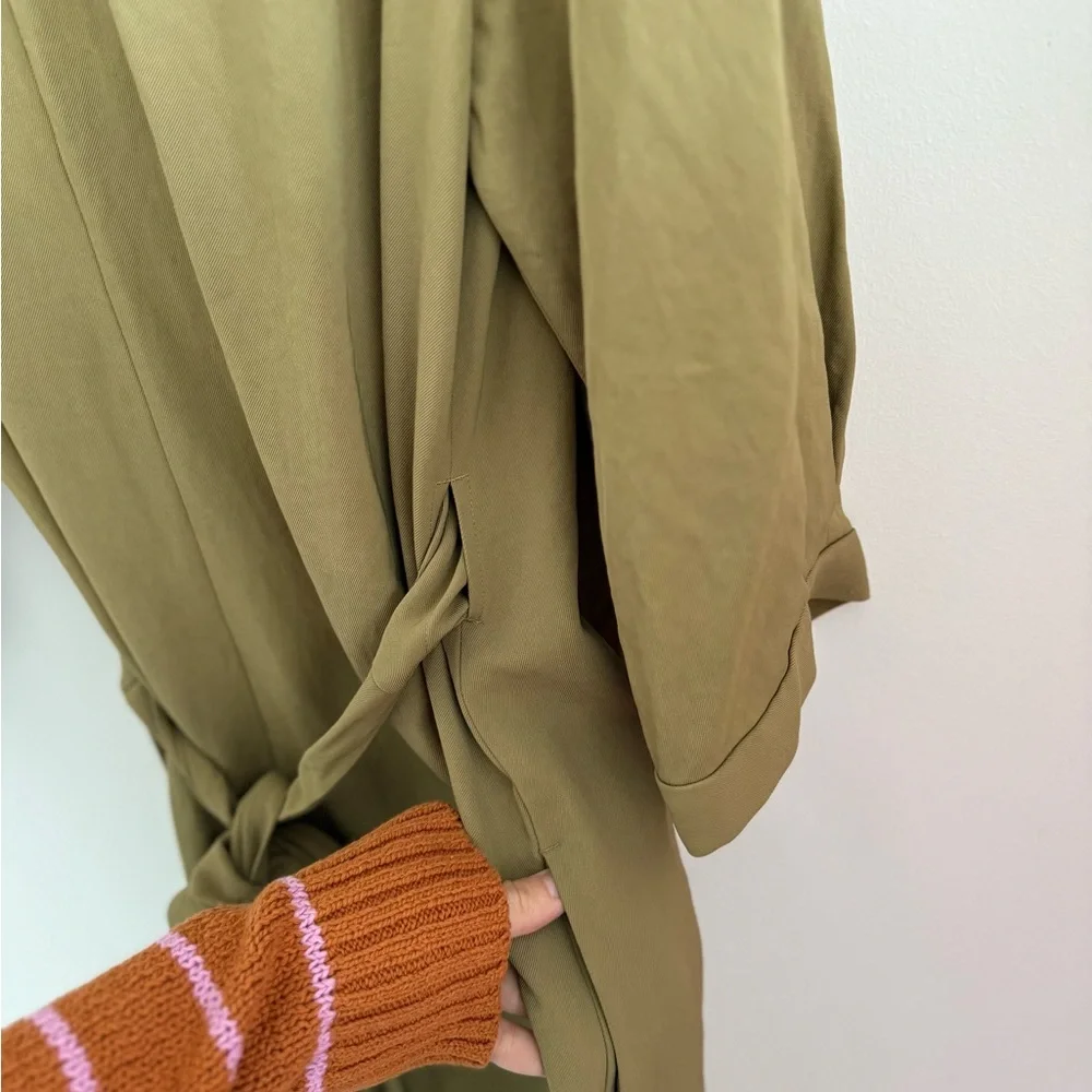 Everlane Japanese Goweave Wrap Dress In Olive Green Size 10 - Picture 6 of 7